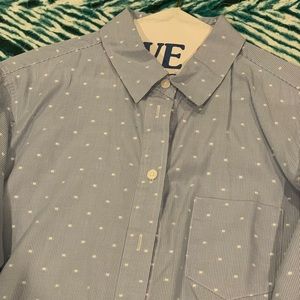 Blue and white botton down woman shirt